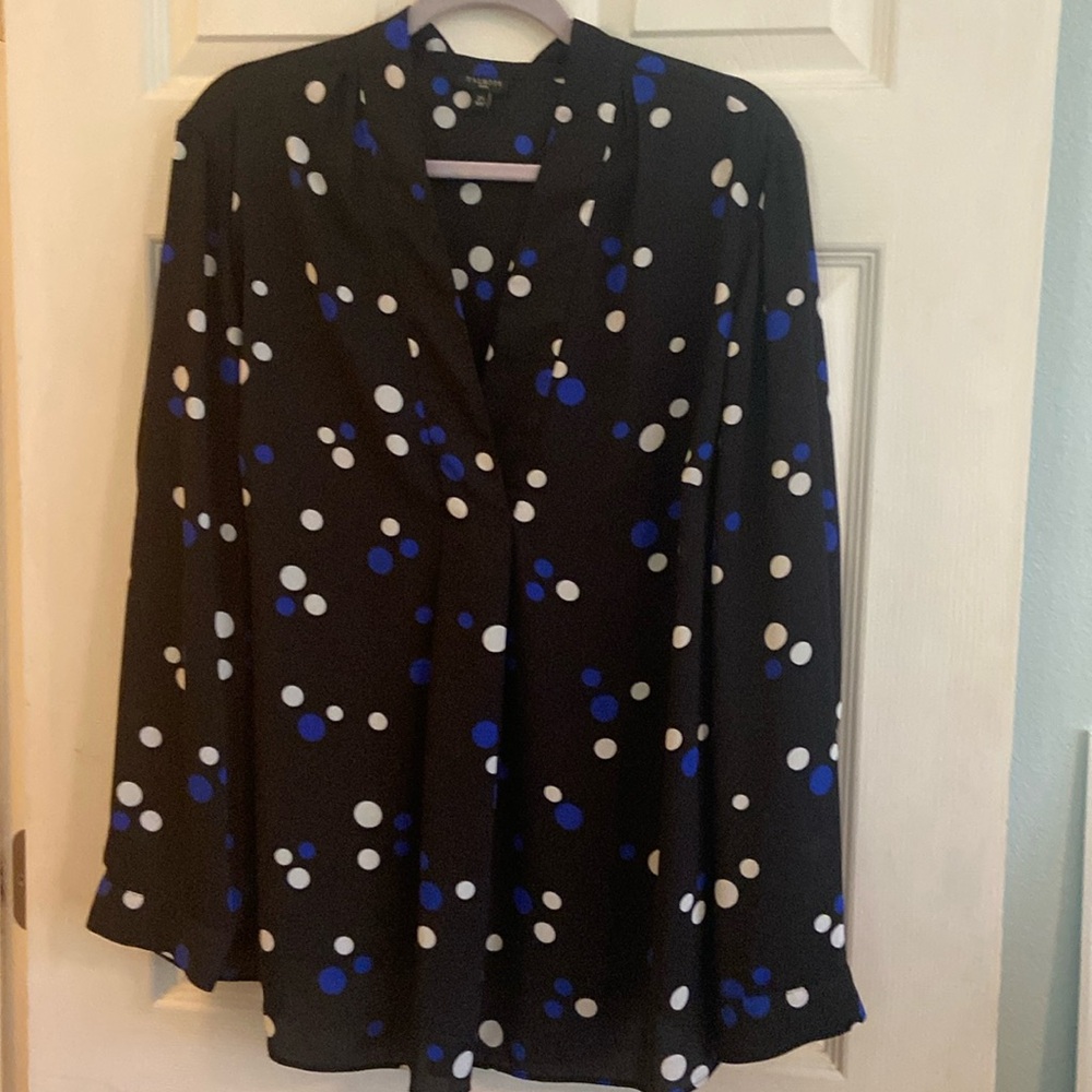 Talbots Black White Blue Dot Tunic/blouse